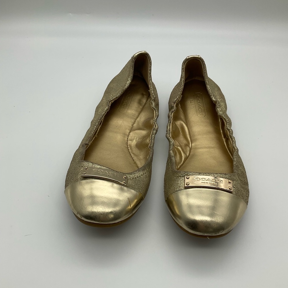 COACH DARSI GOLD BALLET FLATS‎